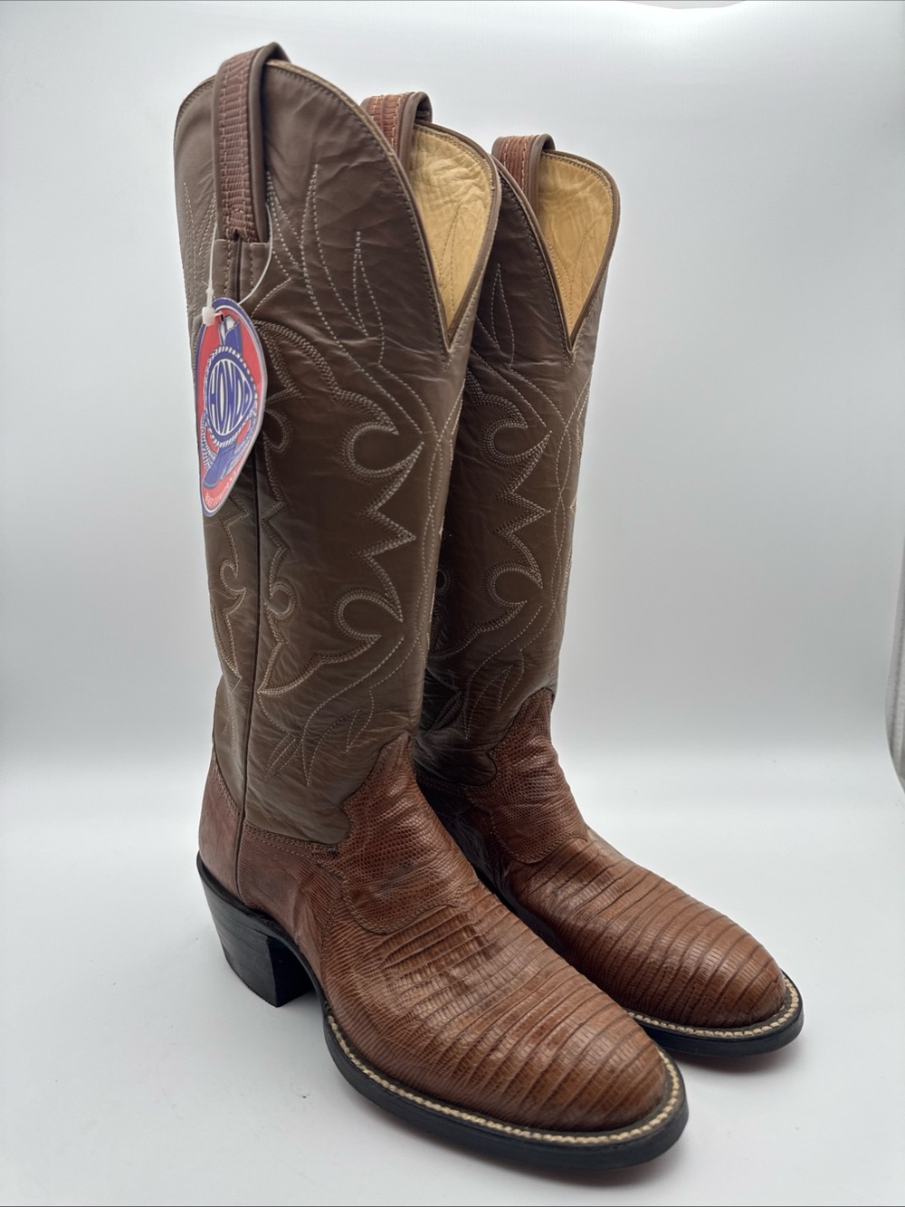 Hondo Boots VTG Womens 4 B Tall Sand Genuine Lizard Cowboy Western Boots 8308
